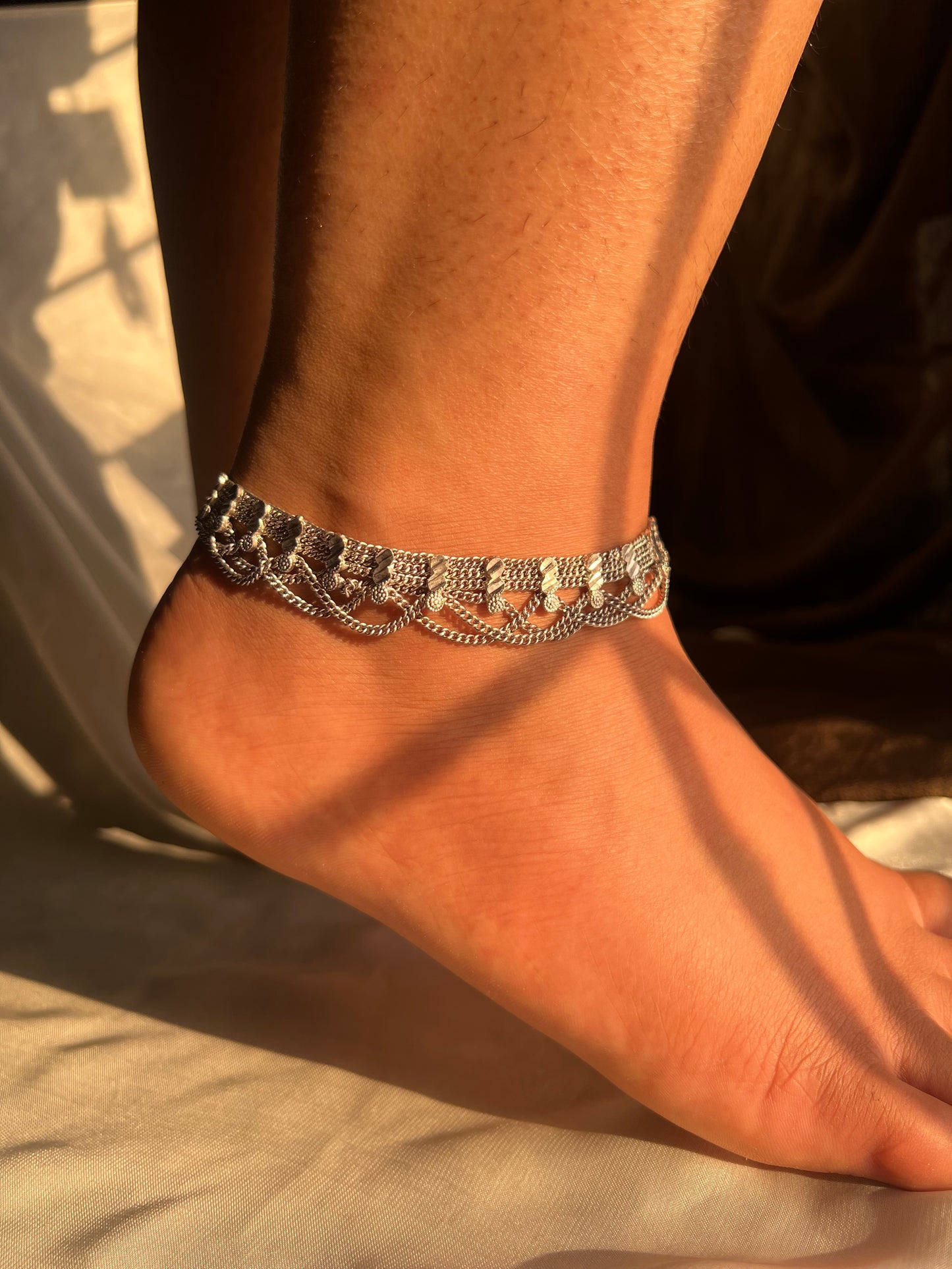 Silver anklet - single piece
