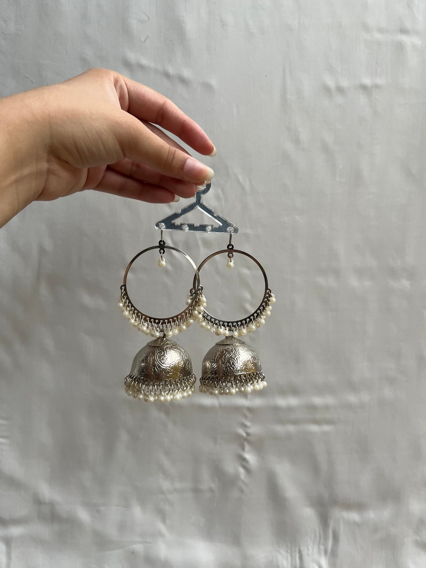 Silver bali jhumkay