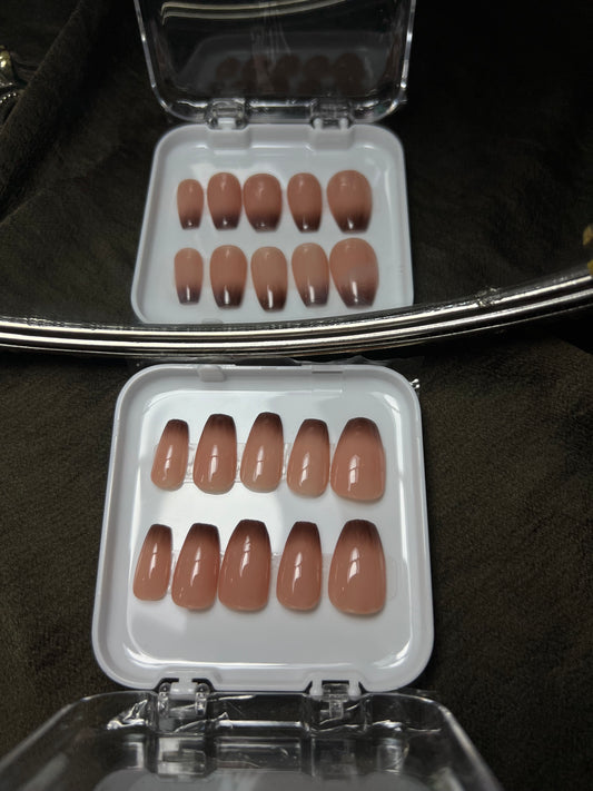Brown Ombre handmade press ons