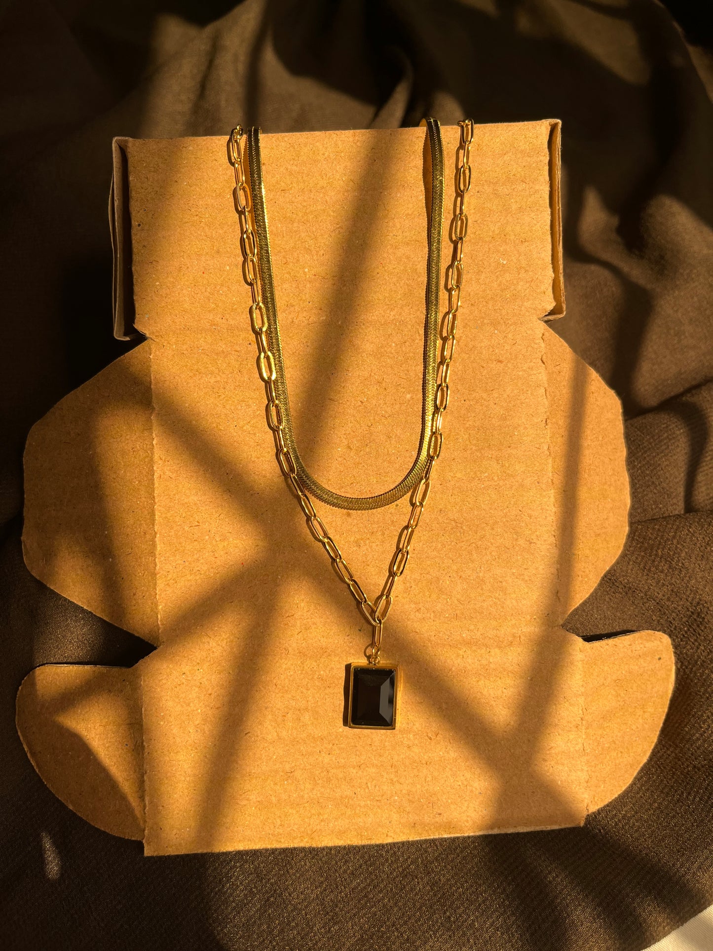 Double layered stainless steel necklace