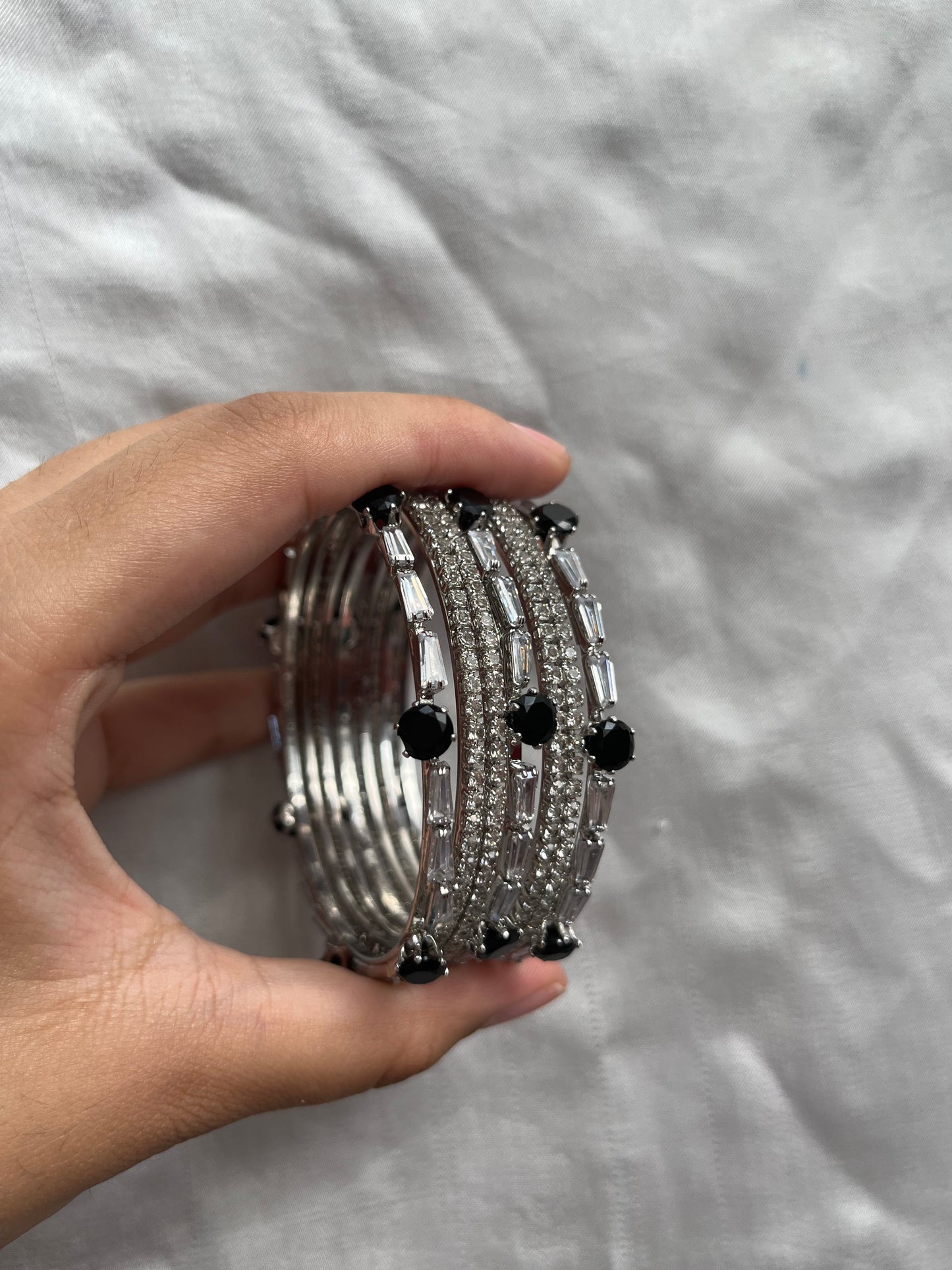 2*6 Black silver bangle set