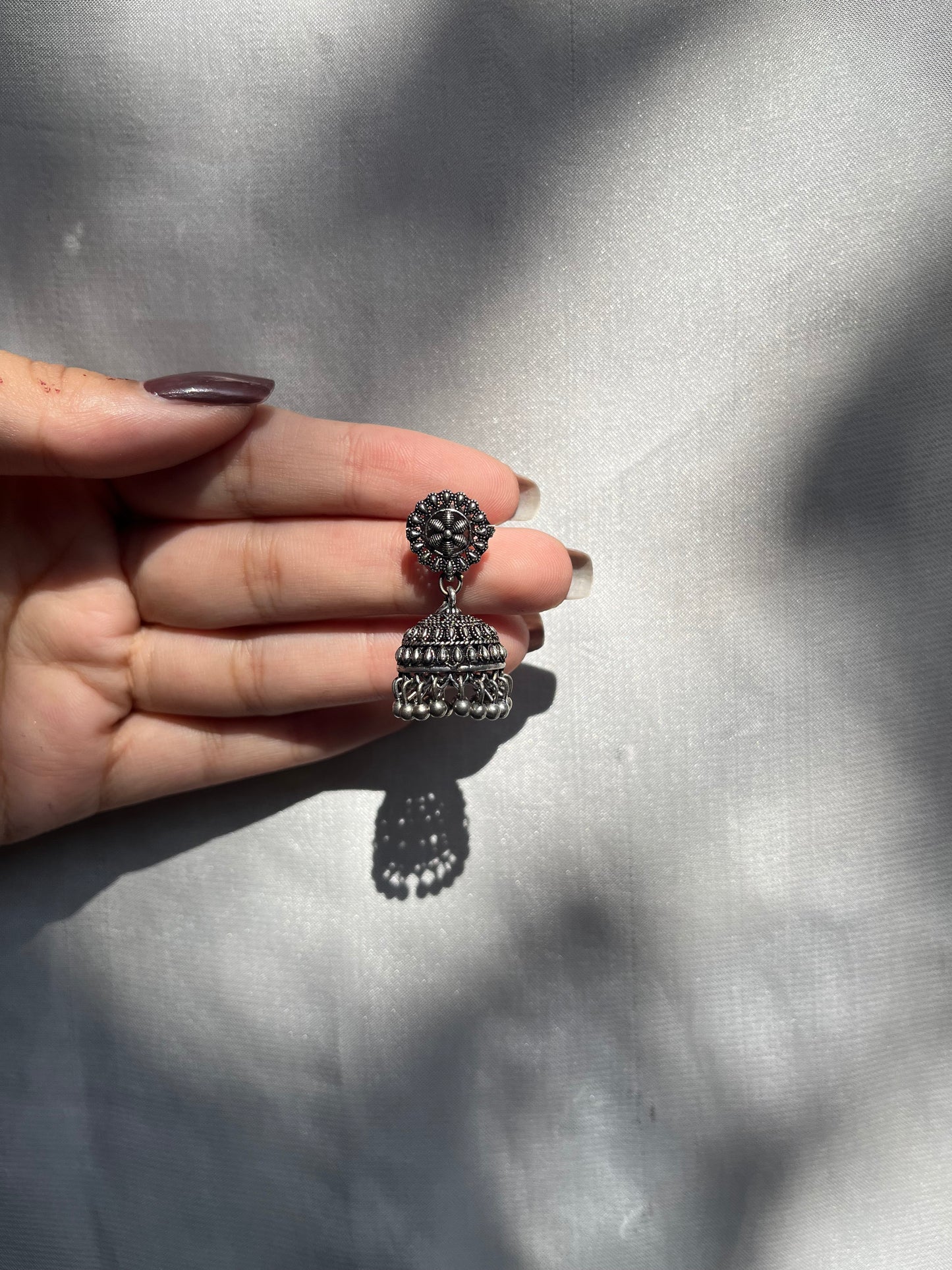 Small silver jhumki