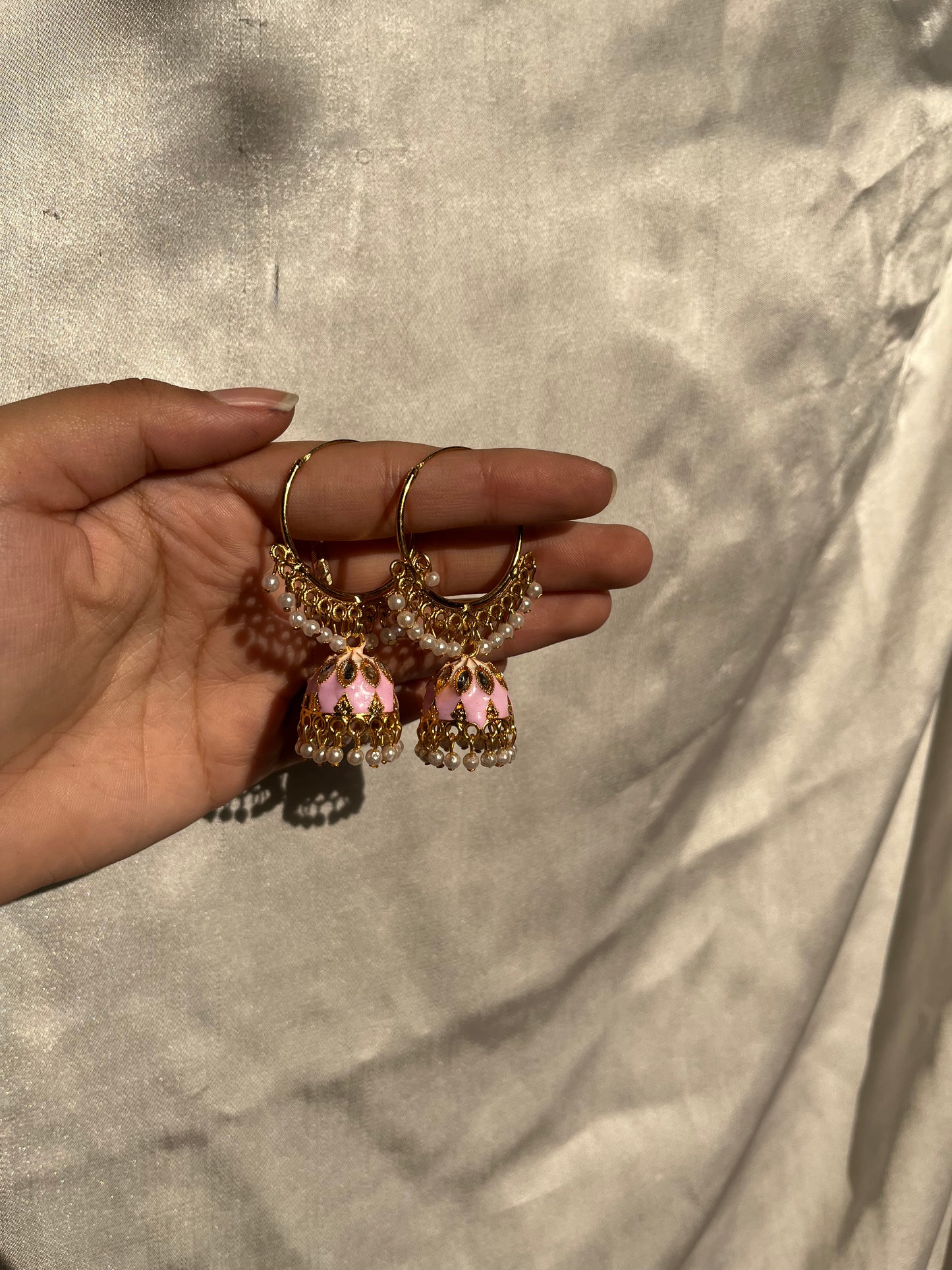 Pink jhumki bali
