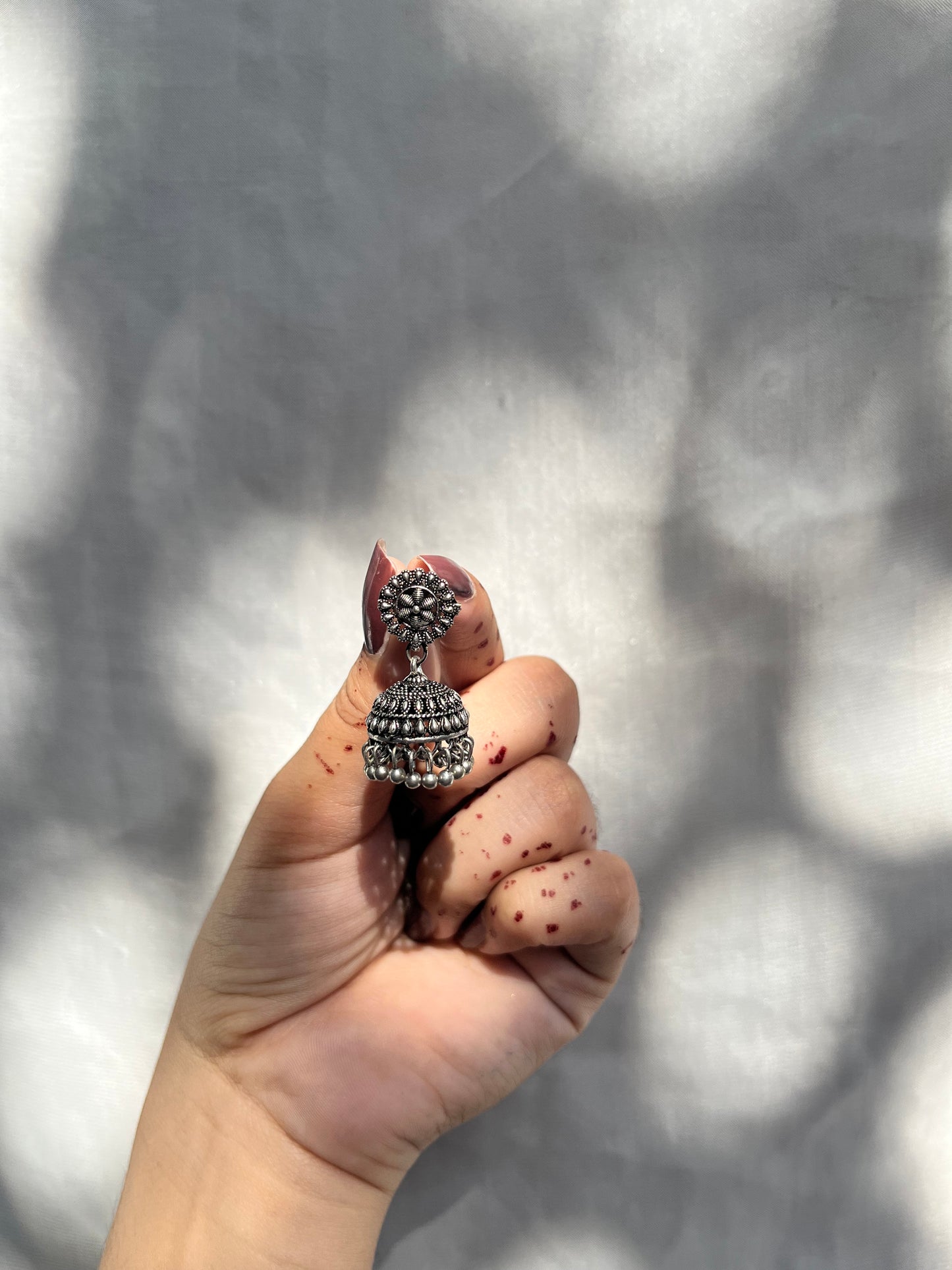 Small silver jhumki