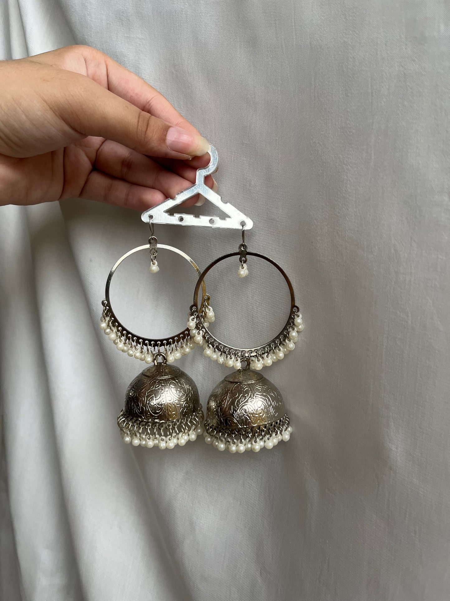 Silver bali jhumkay