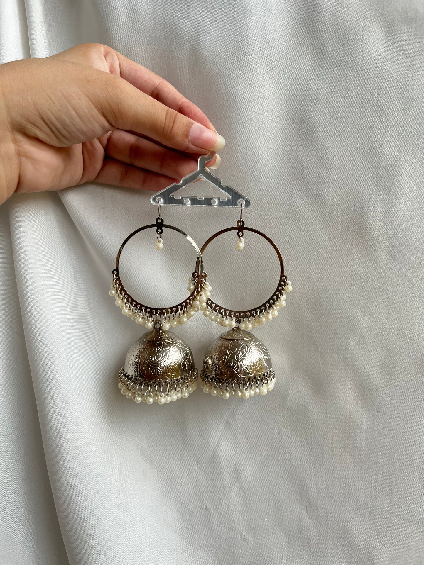 Silver bali jhumkay