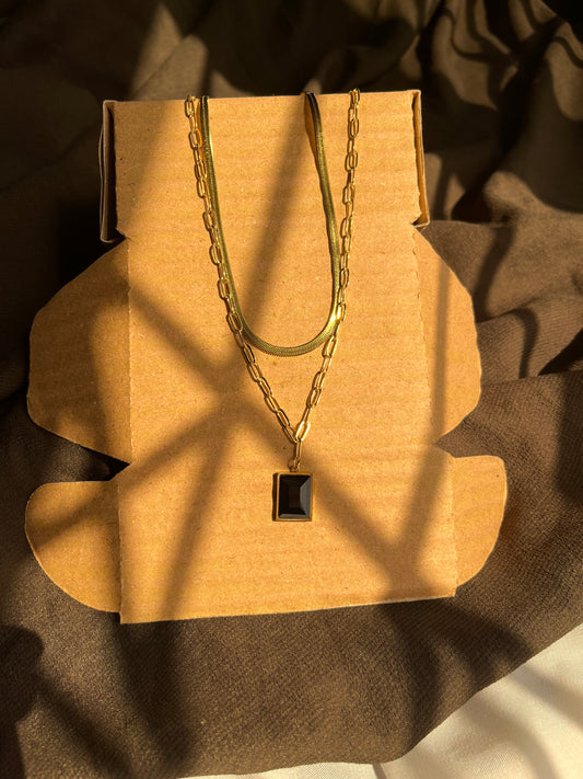 Double layered stainless steel necklace