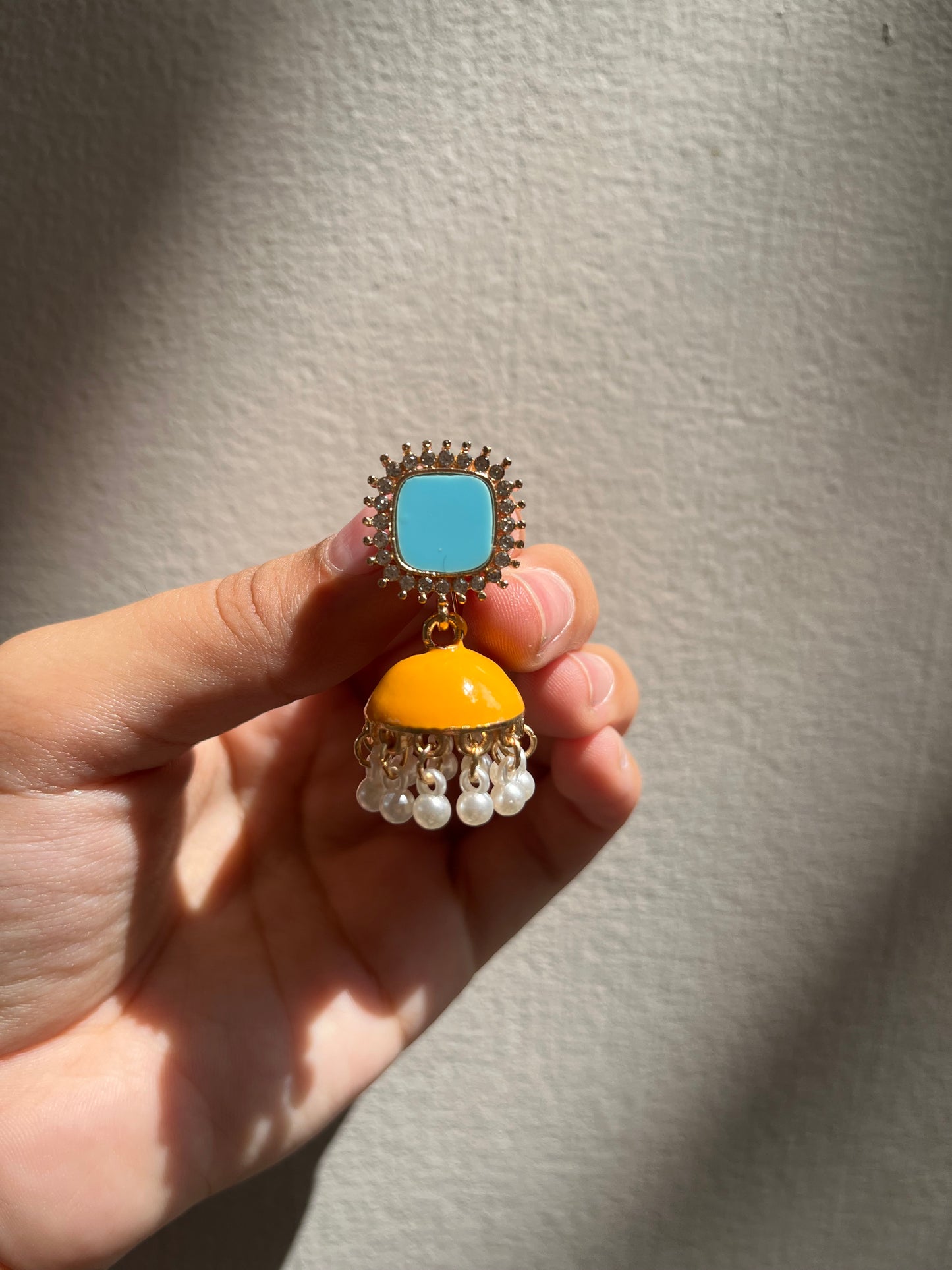 Yellow turquoise jhumki