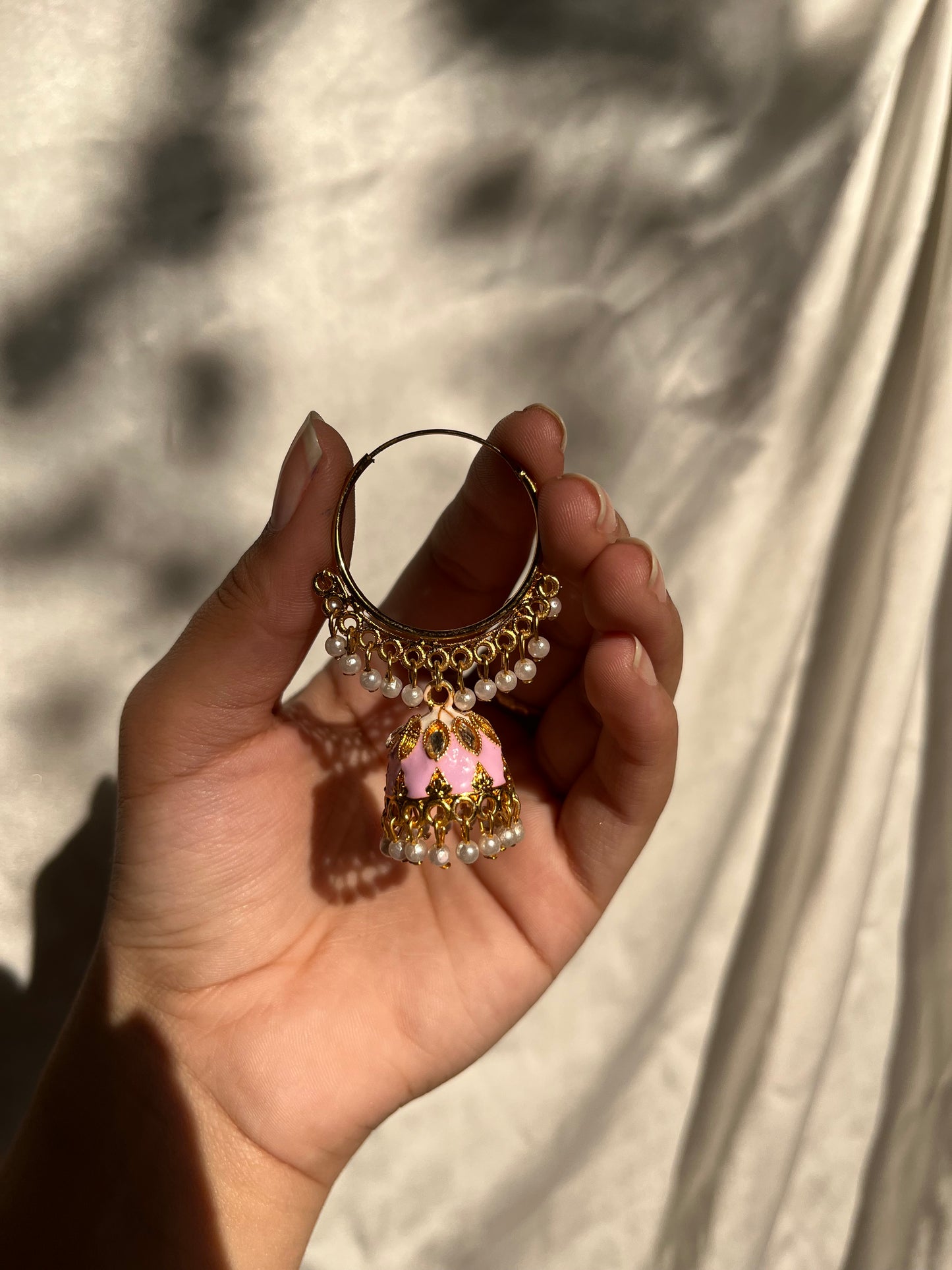 Pink jhumki bali