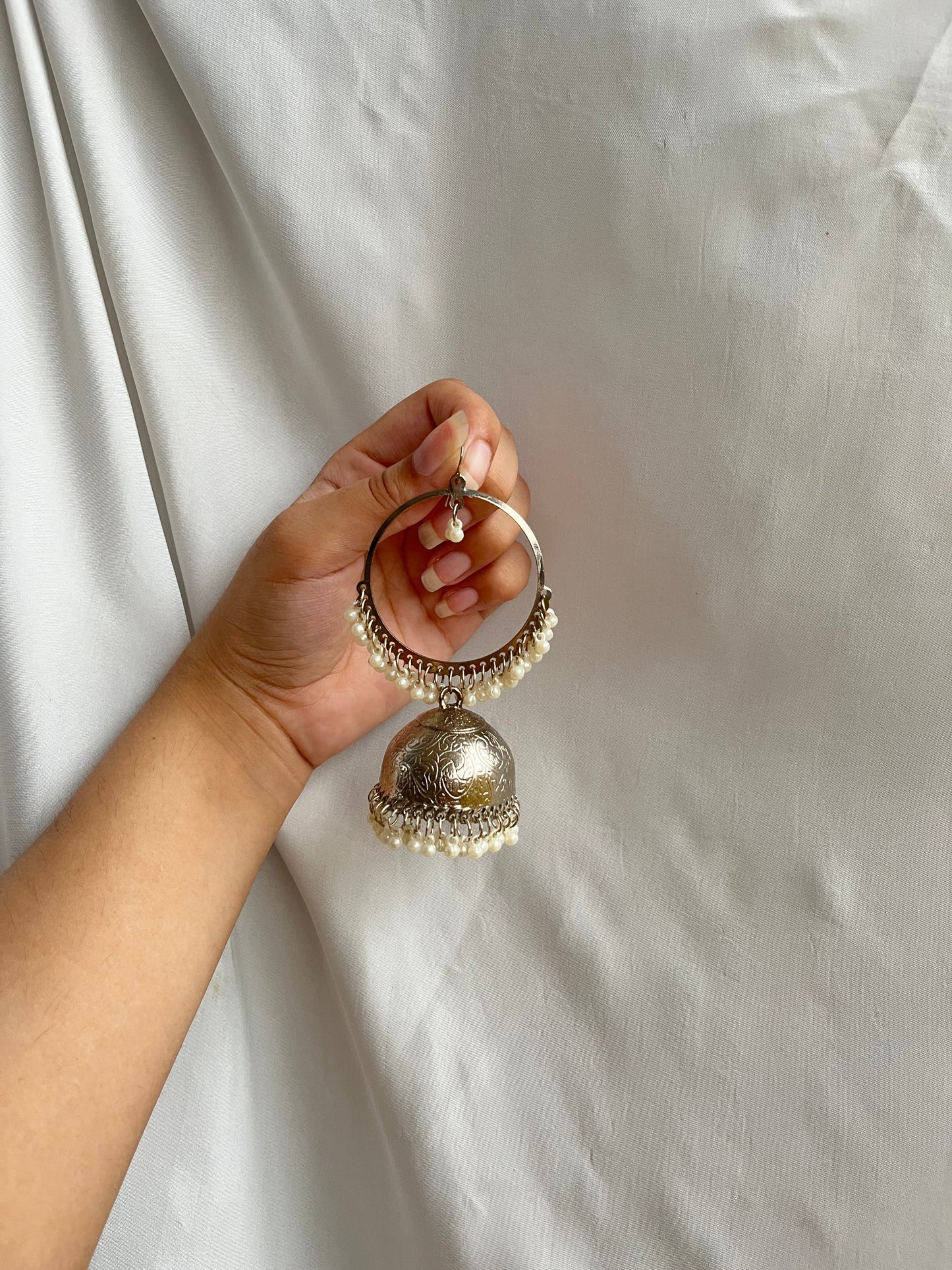 Silver bali jhumkay