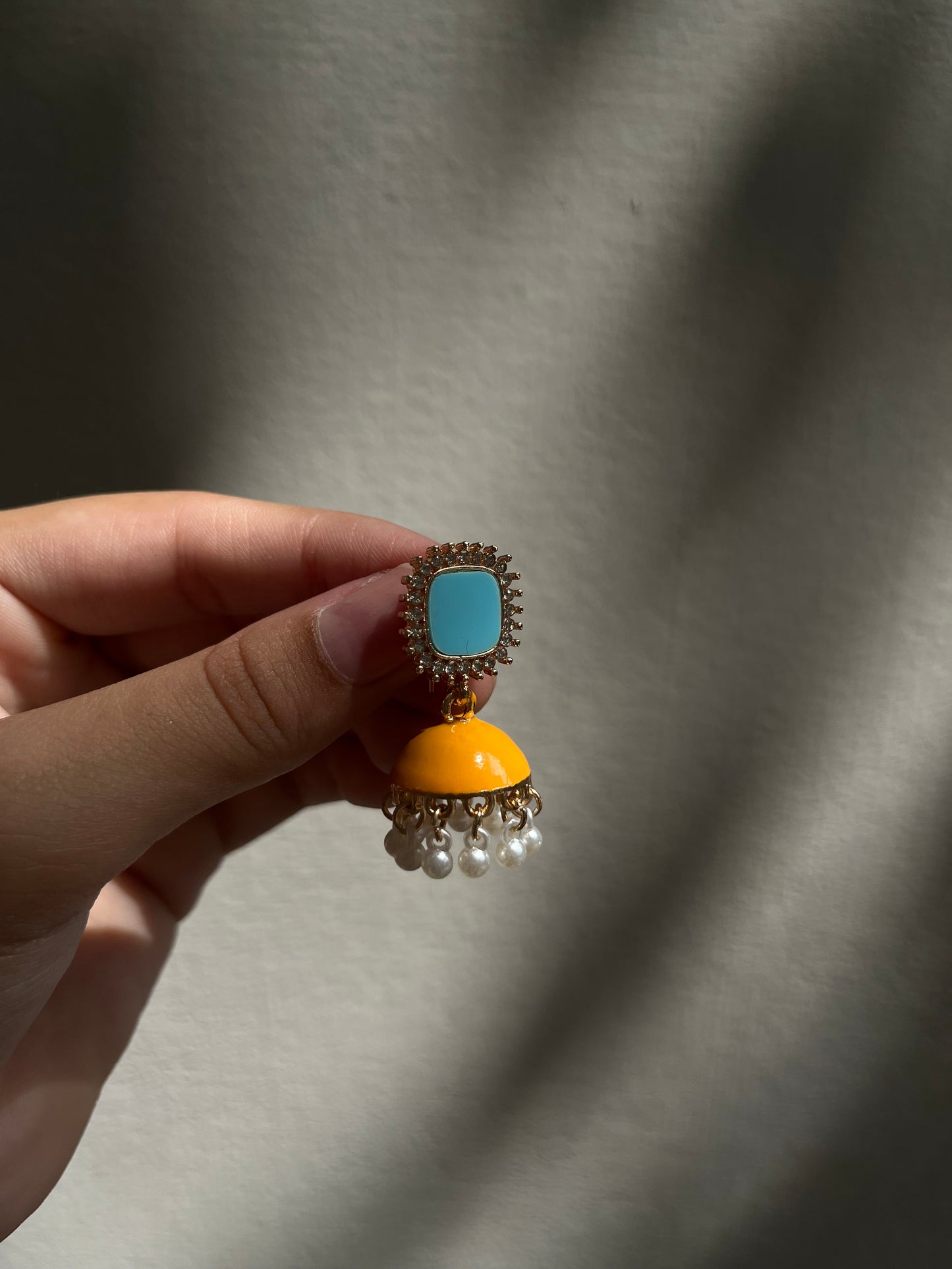 Yellow turquoise jhumki