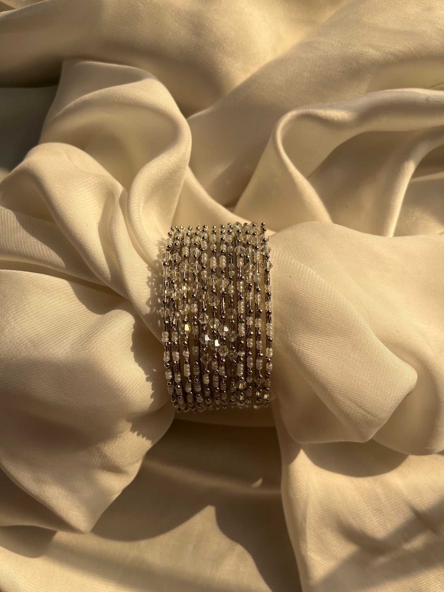 White pearled bangles