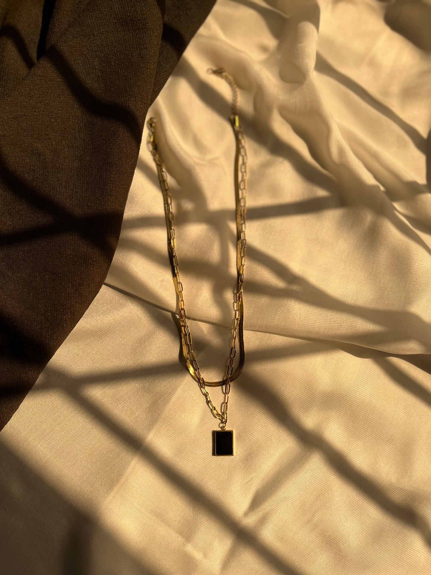 Double layered stainless steel necklace