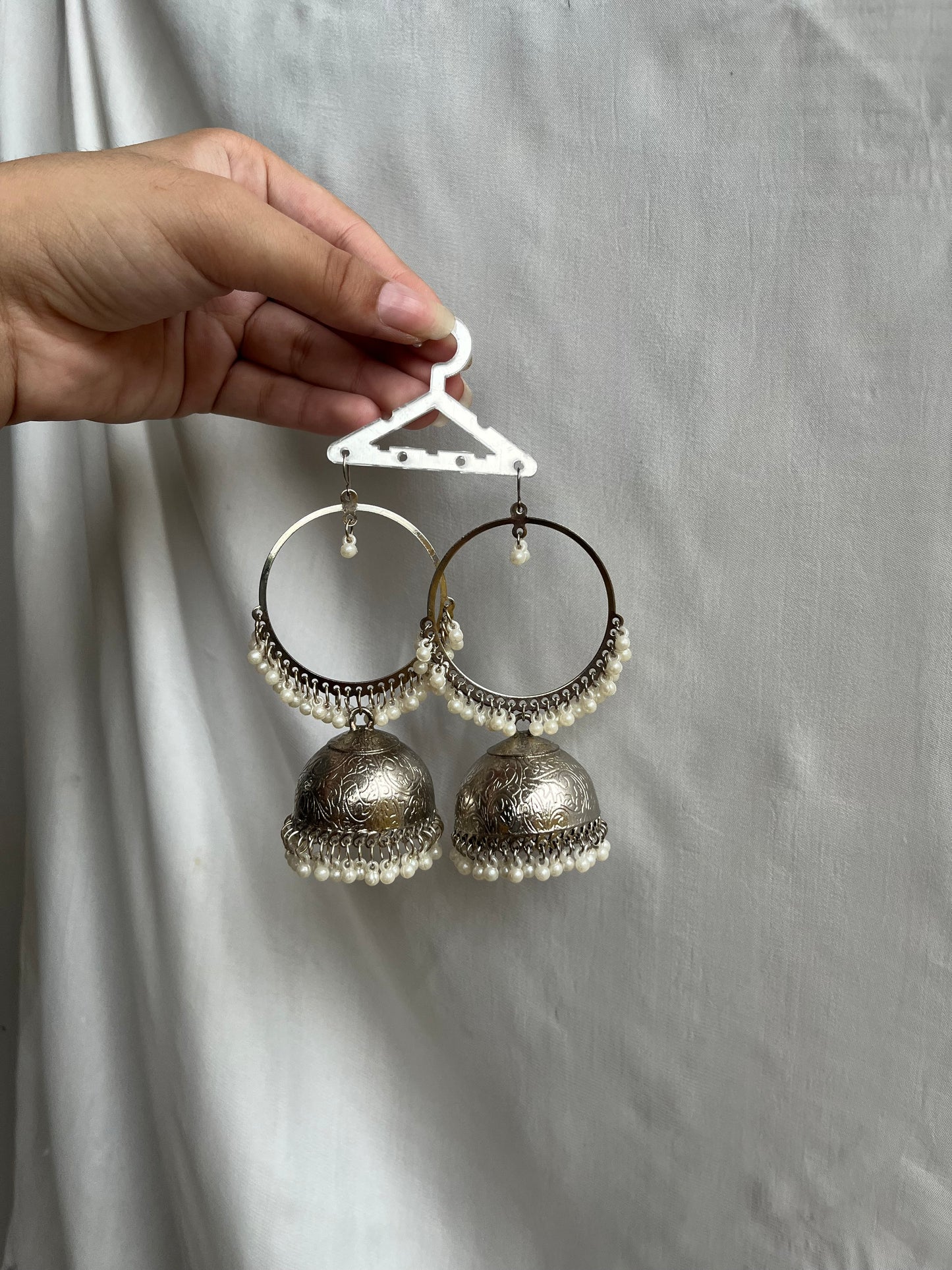 Silver bali jhumkay