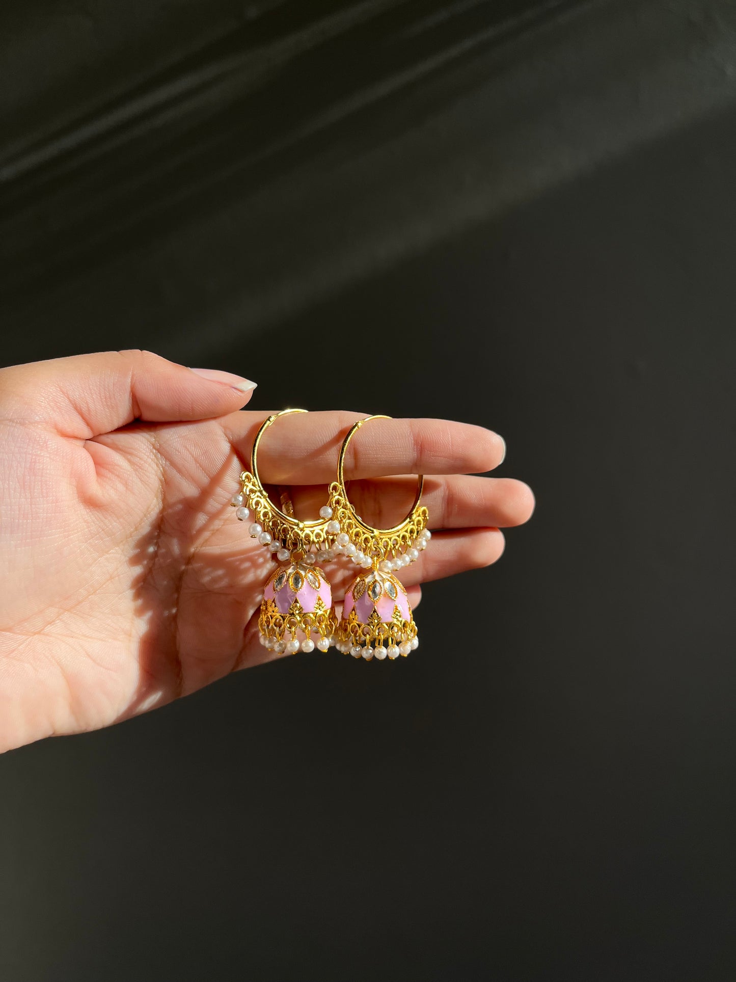 Pink jhumki bali