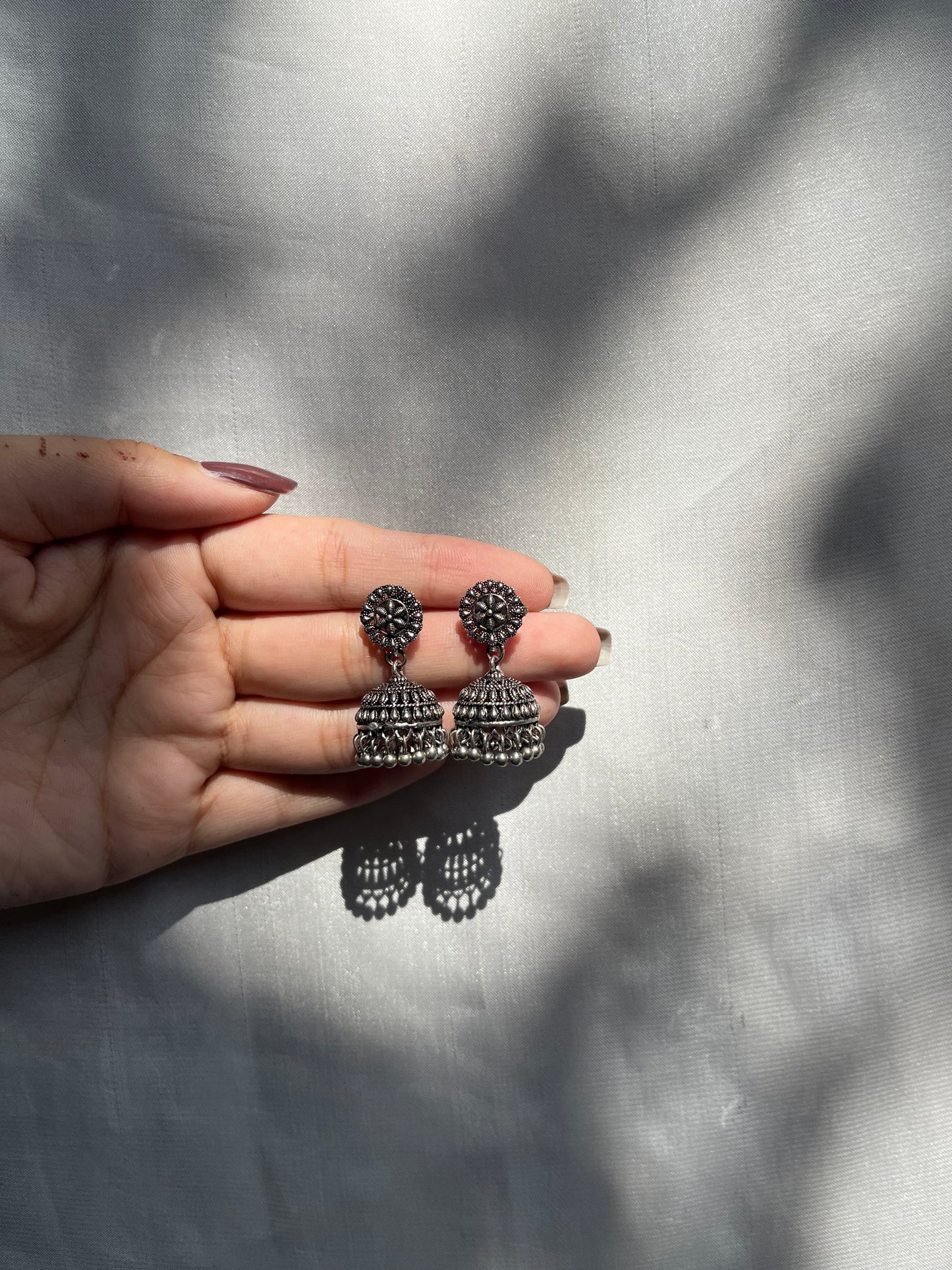 Small silver jhumki
