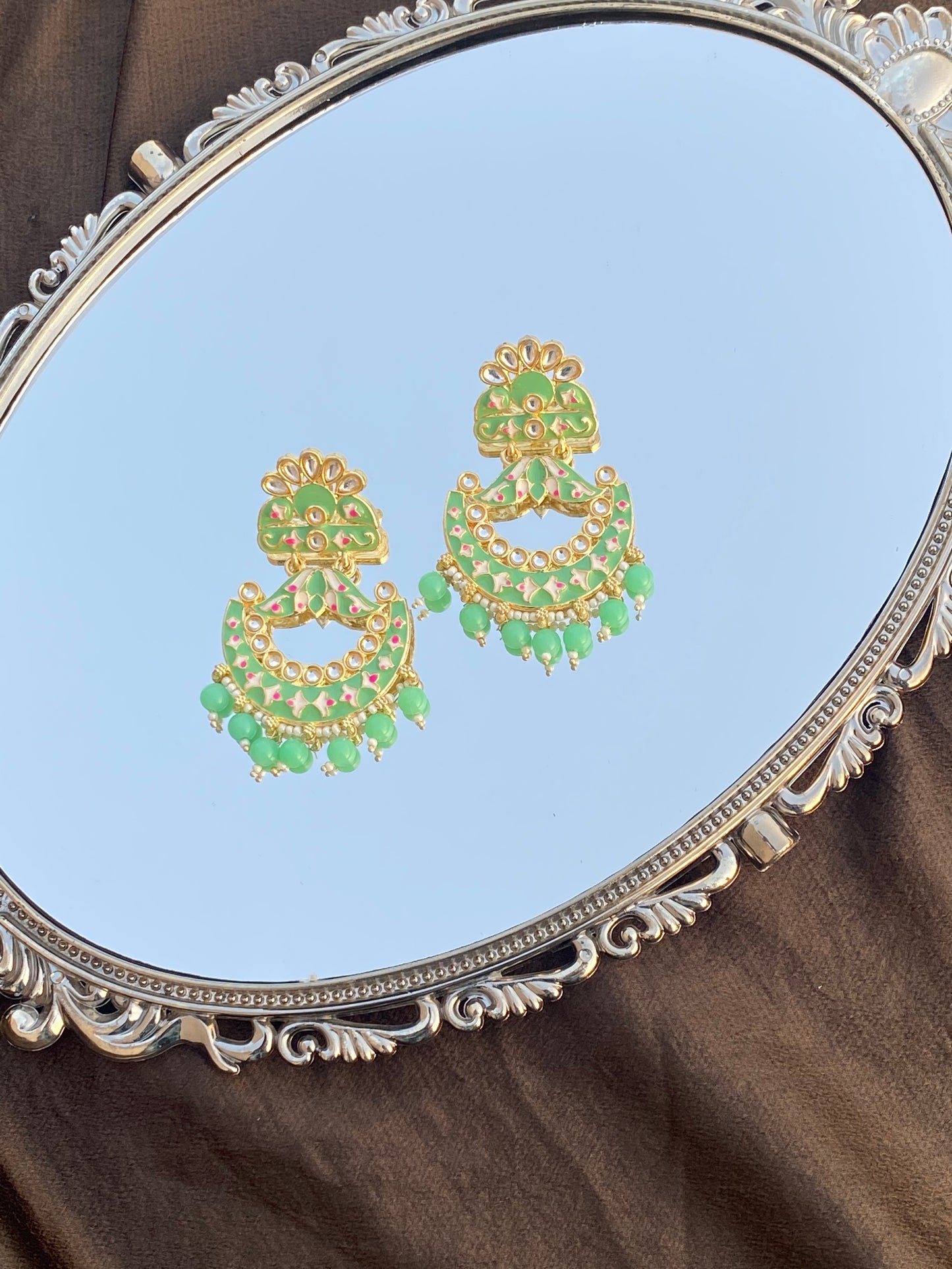 Mint Green Indian Earrings
