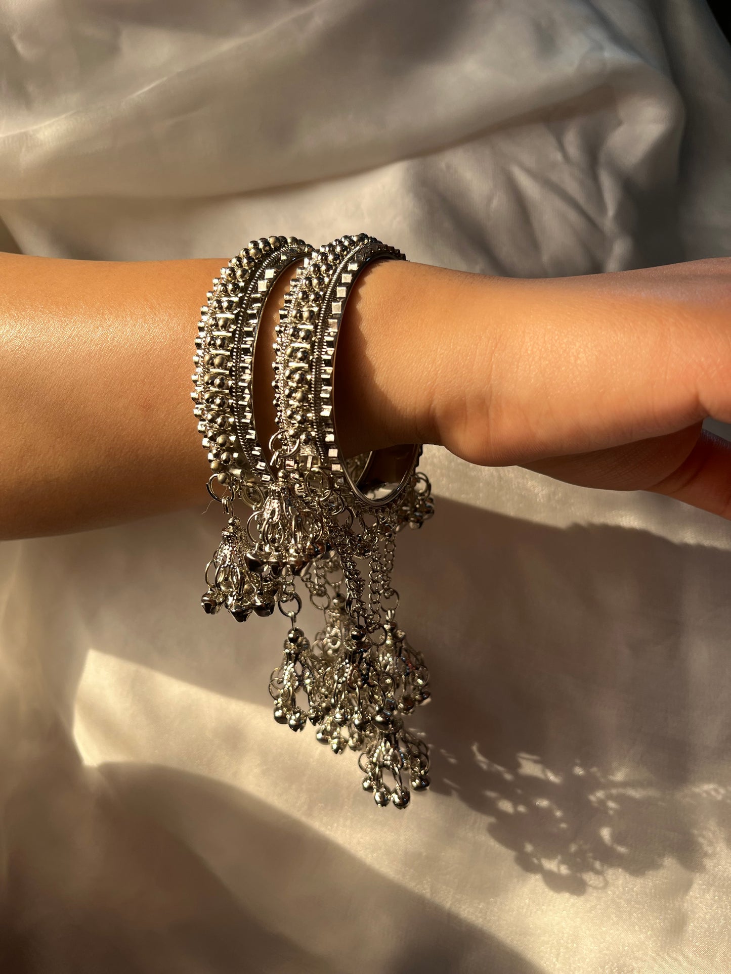 Silver latkan bangles