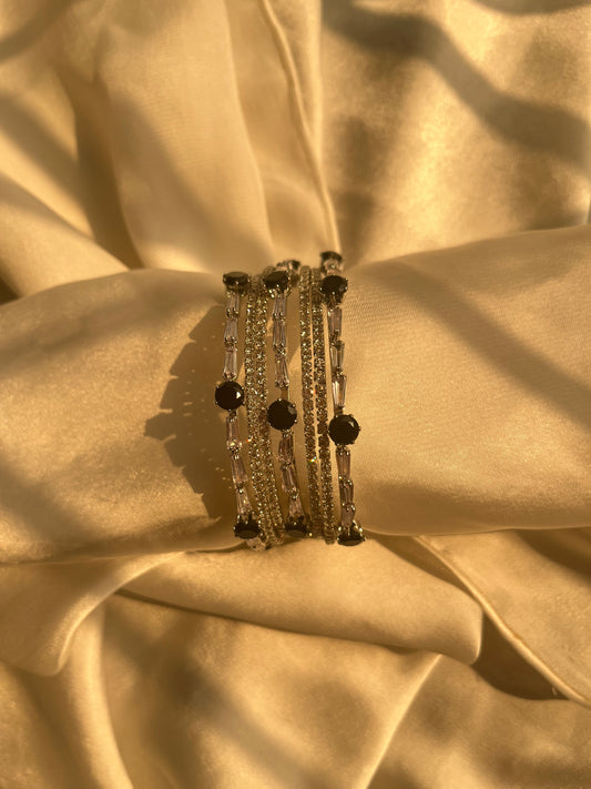 2*6 Black silver bangle set