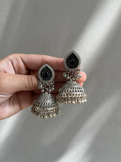 Black silver jhumkay