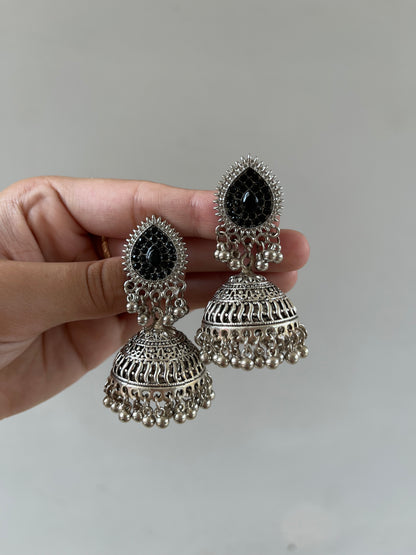 Black silver jhumkay