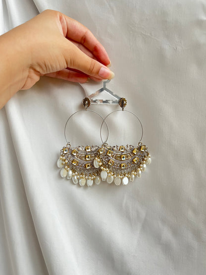 White pearled chandbaali