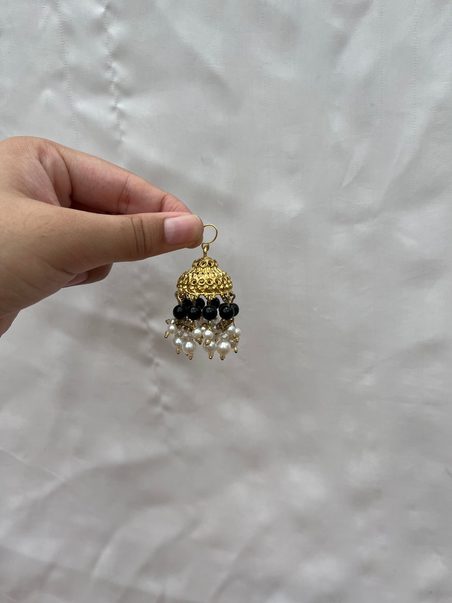 Black pearled golden jhumkay