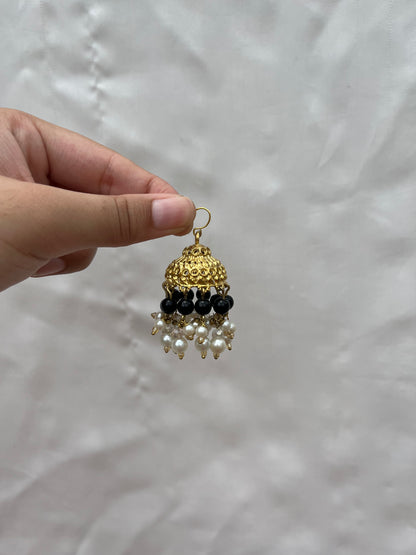 Black pearled golden jhumkay