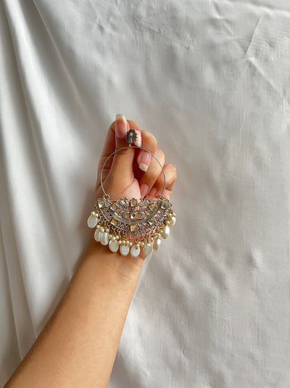 White pearled chandbaali