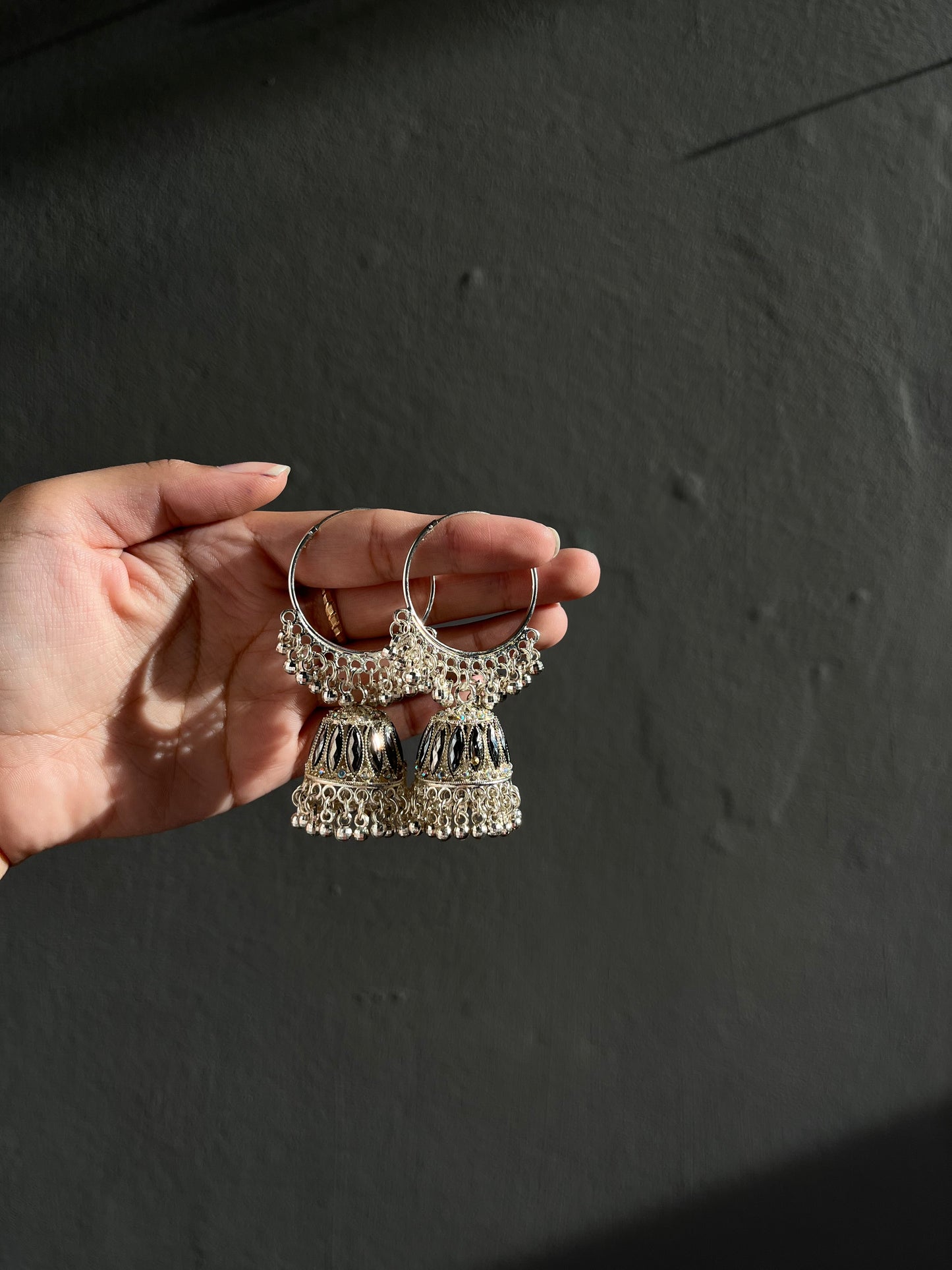 Silver jhumka bali