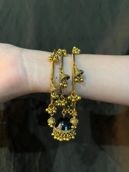 2*6 black and golden three bangle set