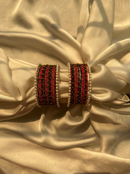 2*6 Black-Pink bangle set- Pair