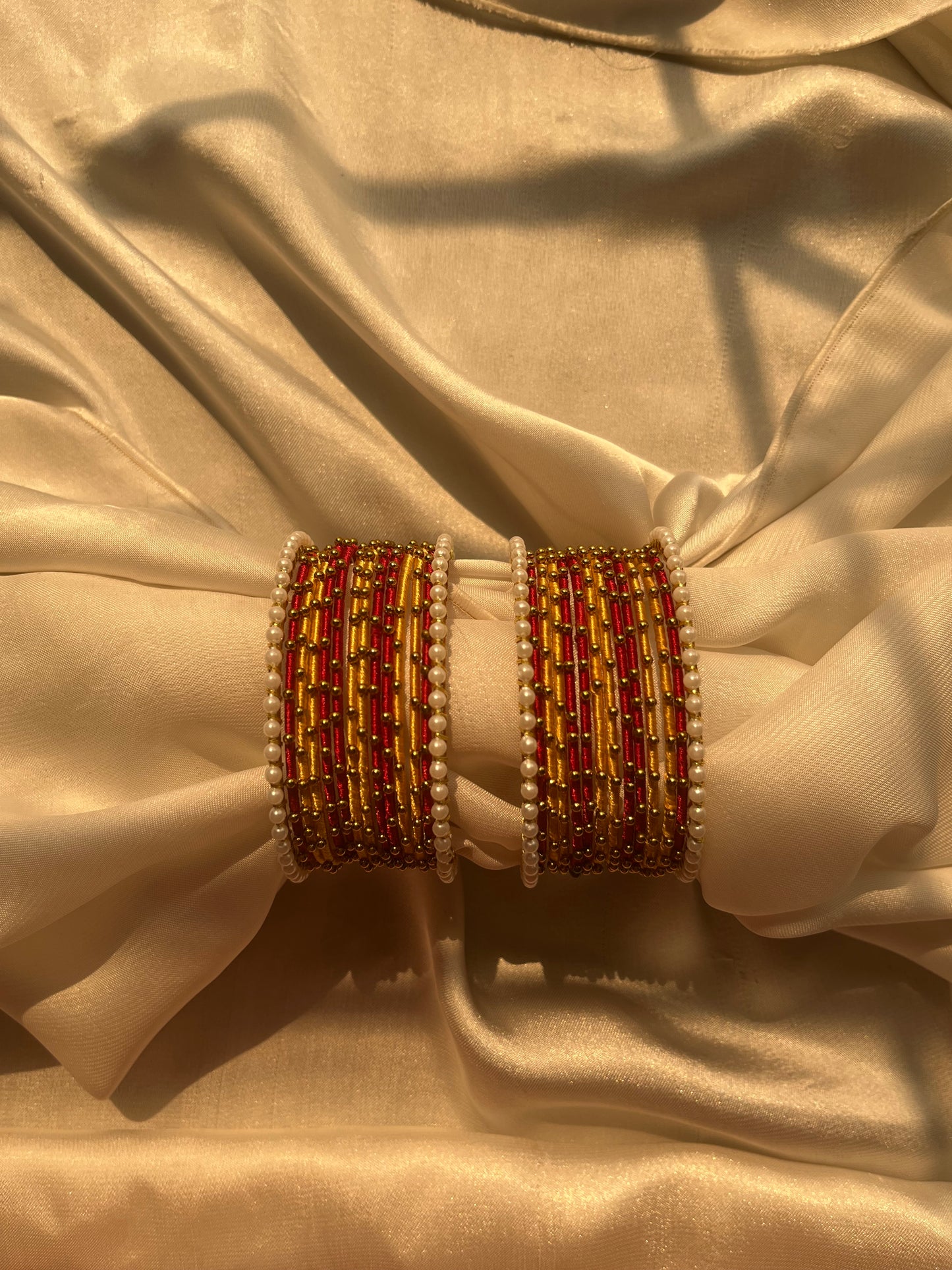 2*6 Yellow-Red bangle set- Pair