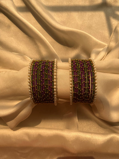 2*6 Purple-Green bangle set- Pair