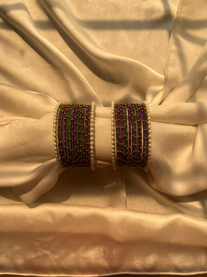 2*6 Purple-Green bangle set- Pair