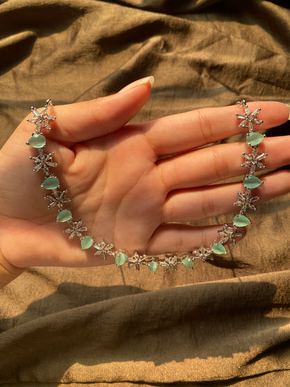 Mint Green Rhodium Plated Set