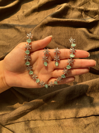 Mint Green Rhodium Plated Set